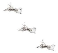 Sujet de Noël 3 Oiseaux Glacé - Blanc et Naturel
