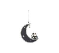 Fééric Lights and Christmas - Sujet de Noël Lune Bois 12cm Gris Bleu