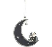 Sujet de Noël lune bois à suspendre - Gris