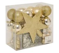 FEERIC LIGHTS & CHRISTMAS Atmosphera - Kits de Boules de Noël avec Cimier - Décoration de fêtes pour Sapin de Noël - 44 pièces Doré