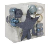 FEERIC LIGHTS & CHRISTMAS Atmosphera - Kits de Boules de Noël avec Cimier - Décoration de fêtes pour Sapin de Noël - 44 Pieces Bleu/Blanc