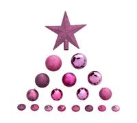 FEERIC LIGHTS & CHRISTMAS Atmosphera - Kits de Boules de Noël avec Cimier - Décoration de fêtes pour Sapin de Noël - 18 pièces Cassis