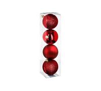 FEERIC LIGHTS & CHRISTMAS Kit de 4 boules de Noël - 80 mm - Rouge