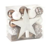 Feeric Lights & Christmas – Kit de décoration pour sapin de Noël Marron glacé 44 pièces Blanc/Marron