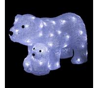 Feeric Lights & Christmas - Ours et ourson lumineux extérieur H27 cm 60 LED panneau solaire
