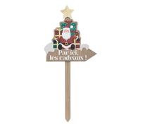 Feeric lights et christmas - Pancarte père noël en bois avec cadeaux 60cm