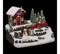 Feeric Lights et Christmas - Village de noël Bonhomme de Neige Tracteur animé/Musical 10 LED + transfo