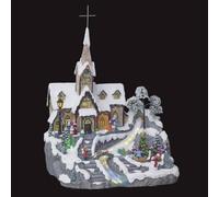 Feeric Lights & Christmas – Village de Noël animé Église – 9 LED + transfo – Gris