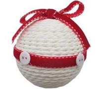 Boule de Noël Tissu - Blanc et rouge