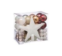 Féérie Lights & Christmas - Kit Décoration pour sapin de Noël - 44 Pièces - Blanc, doré, cuivré et rouge - Marc en terre sauvage