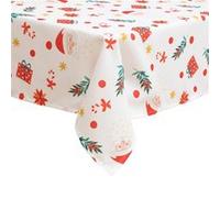 Nappe de Noël rectangulaire antitache motif Père Noël - 140 x 360 cm