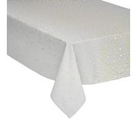 Féérie Lights & Christmas - Nappe design étoiles de Noël - L. 240 x l. 140 cm - Blanc et or - La maison des couleurs