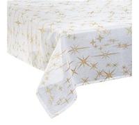 Féérie Lights & Christmas - Nappe étoiles de Noël Caneva - L. 140 x l. 360 cm - Blanc et doré - La maison des couleurs Blanc G