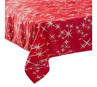 Féérie Lights & Christmas - Nappe étoiles de Noël Caneva - L. 140 x l. 360 cm - Rouge et argent - La maison des couleurs
