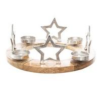 Photophore de Noël design bois rond Terre Sauvage - Argent