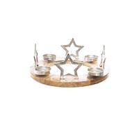 Photophore de Noël design bois rond Terre Sauvage - Argent