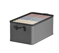 Feeshoppher Boîte de rangement pliable pour vêtements, 47 x 35 x 30 cm, en tissu non tissé pour chaussettes, pantalons, sous-vêtements, conteneur de placard peu encombrant avec couvercle, beige doux