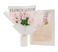 Feeshoppher Bouquet de tulipes de Noël de style coréen, arrangement de fleurs artificielles en polyuréthane rose, rouge, bleu, décoration florale festive pour vacances, anniversaire romantique avec