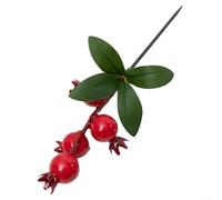 Feeshoppher Branche de fruits de grenade artificielle avec baies et feuilles, tissu de soie et tige florale synthétique en mousse pour mariage, salon, chambre, bureau, décoration d'intérieur en rouge