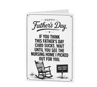 Feeshoppher Carte de fête des pères hilarante avec blague sarcastique pour maison de retraite, carte de vœux amusante pour papa, papier finition mate de qualité supérieure, format A7 standard, 15 x 20