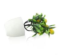 Feeshoppher Citronnier artificiel en pot - 24 cm de hauteur et 18 cm de diamètre - Plante en plastique vert pour intérieur ou extérieur, maison, jardin, bureau, balcon, salon, cuisine, salle de bain