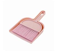 Feeshoppher Ensemble balai et pelle à poussière avec brosse à main et pelle semi-circulaire, poils souples compacts pour bureau, cuisine, comptoirs et nettoyage du clavier, poignée en plastique (rose