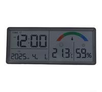 Feeshoppher Grande horloge murale numérique LCD avec affichage de la température et de l'humidité, calendrier d'alarme et format 24 heures, horloge de bureau électronique rectangulaire moderne pour