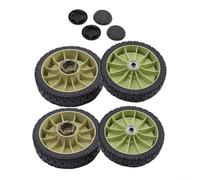 Feeshoppher Kit de 4 roues de rechange pour tondeuse à gazon Honda HR214 HRU214 HRU215, roues avant et arrière de 200 mm avec couvercles, construction en métal et plastique