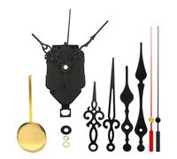 Feeshoppher Kit de mécanisme d'horloge à quartz à long axe pour réparation de mouvement d'horloge murale et projets d'artisanat avec pièces en métal et plastique Noir et rouge