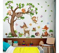 Feeshoppher Lot de stickers muraux en vinyle PVC pour chambre d'enfant, salle de jeux sur le thème de la jungle, singes de la jungle, décoration d'intérieur colorée et mignonne anima (C)