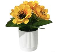Feeshoppher Marguerites artificielles en pot de 16 cm - Plantes artificielles en soie avec pétales réalistes pour décoration de maison, bureau, table, étagère, composition florale miniature (jaune)