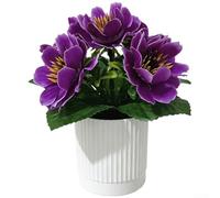 Feeshoppher Marguerites artificielles en pot de 16 cm - Plantes artificielles en soie avec pétales réalistes pour décoration de maison, bureau, table, étagère, composition florale miniature (violet)