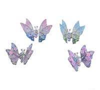 Feeshoppher Papillon décoration de tableau de bord de voiture avec motif mobile, fait à la main en alliage, décoration intérieure pour grille d'aération ou panneau, fleur bleue pailletée, fleur verte