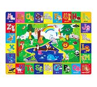 Feesiluu Tapis de jeu pour bébé, tapis de jeu super doux, tapis de sol épais pour bébé avec lettres de l'alphabet et animaux colorés, 150x100 cm (C)