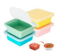 Fegat Lot de 2 Bacs de Congélation en Silicone avec Couvercles - Moule Portion Soupe, Bouillon, Sauce, Purée Bébé - Empilable, Sans BPA, Démoulage Facile (4 Couleurs × 500ML)