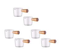 Fegtrty Creamer en verre transparent avec poignée en bois, 6 pièces, mini pichet à café et lait 100 ml