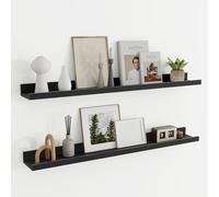 Feihorrm Lot de 2 étagères flottantes, étagère murale de 230 cm avec rebord pour photos, étagères de chambre d'enfant avec bord pour rangement, étagère murale en bois pour livres et cadres photo