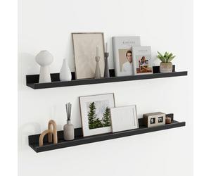 Feihorrm Lot de 2 étagères flottantes, étagère murale de 230 cm avec rebord pour photos, étagères de chambre d'enfant avec bord pour rangement, étagère murale en bois pour livres et cadres photo