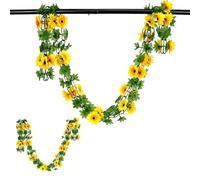 FEIHS 2 Guirlande de Tournesols Artificiels,pour les décorations de fête | Plastique,résistant et durable,formes variées,2,3 mètres,convient à toutes sortes de décorations d'intérieur et d'extérieur