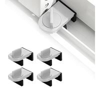 FEIHS 4 Pièces Verrou Baie Coulissante,Serrure Butée Réglable,Serrure de Sécurité pour Fenêtre,Bloque Fenetre Coulissante,Sans Perceuse,pour Portes et Fenêtres Coulissantes (Argent)