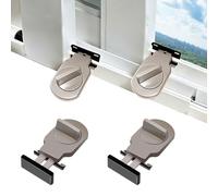 FEIHS 4 Pièces Verrou Baie Coulissante, Serrure Butée Réglable, Serrure de Sécurité pour Fenêtre, Bloque Fenetre Coulissante, Sans Perceuse, pour Portes et Fenêtres Coulissantes (Marron)