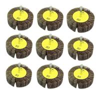 FEIHU Roue Abrasive 9 pièces 60X25x6mm Grain 80 Disque a lamelle pour Brosse Poncage Perceuse Accessoires Polissage Bois Metal