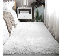 FEIJDON Grand Tapis de Salon 60 x 190 cm Lavable en Machine Moquette Poil Long Facile à Nettoyer pour Chambre et Salon Cuisine, Blanc