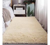 FEIJDON Grand Tapis de Salon 60 x 190 cm Lavable en Machine Moquette Poil Long Facile à Nettoyer pour Chambre et Salon Cuisine, Couleur Crème