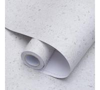 FEILAYS Film autocollant gris avec aspect travertin élégant, imperméable, résistant à l'abrasion, amovible sans laisser de résidus, film mural et pour meubles pour salon et cuisine, 40 cm x 3 m
