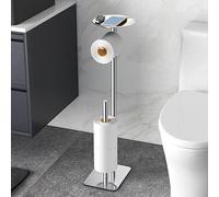 FEILERN Support de Papier Toilette pour Salle de Bain, Distributeur de Rouleaux de Papier Toilette, 4 Rouleaux de réserve, avec étagère de Rangement supérieure pour téléphones Portables, lingettes,