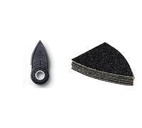 Fein 63806159220 Set de 2 Patins de ponçage en forme de doigt/porte-outil SL & 63717188011 Feuille abrasive pour Doigts de ponçage VE20, Gris