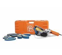 FEIN Ponceuse pour tubes RS 17-70 E pour tubes et coudes en acier inoxydable jusqu’à Ø 80 mm., Vitesse à vide 2 700-8 500 1/min, Bandes 815 x 20/40 mm. Vitesse de bande 9-27 mt/sec