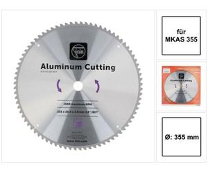 FEIN Sägeblatt Aluminium ÃÆ¸ 355mm f. Metallkappsäge MKAS 355 MaÃüe 355x25,4x2,8 mm