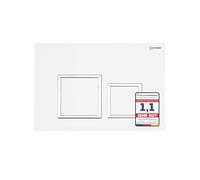FEINER Plaque de commande WC [Blanc brillant/chromé] - Compatible avec Geberit Sigma série UP300 & UP320, double chasse d'eau, dimensions 24,5 × 16,4 cm, non compatible avec Delta, Omega, Basic, BP